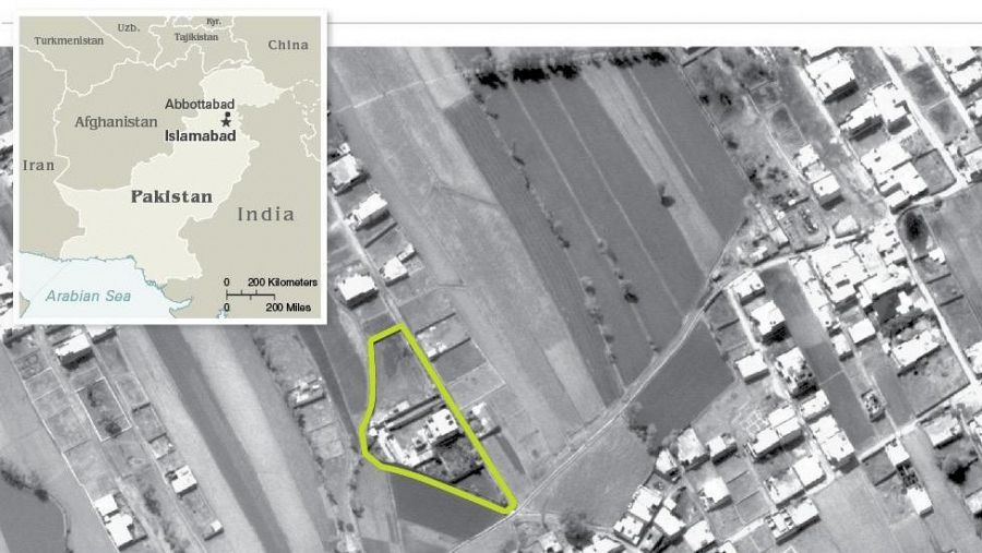 Una imagen aérea del complejo de Osama bin Laden en Abbottabad, en Pakistán