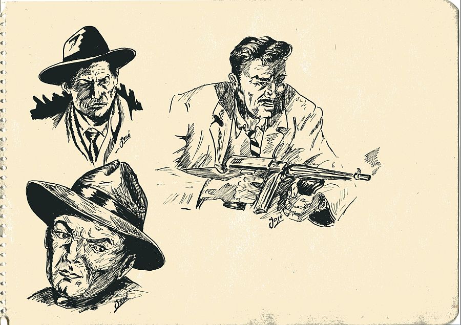 Primeros bocetos de los dibujos de José Manuel Pajares