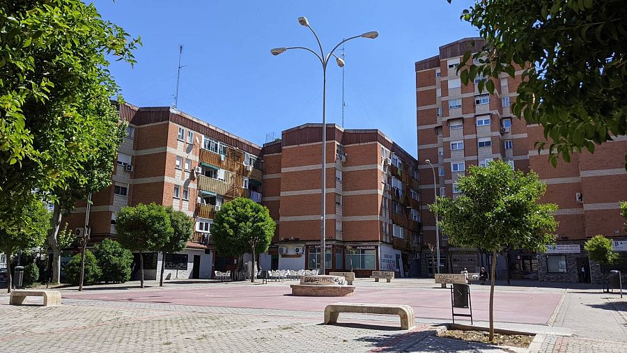 La plaza de París, en Fuenlabrada, donde el PSOE ha sido la fuerza más votada el 4M