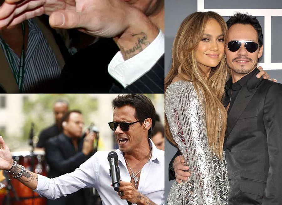 Marc Anthony hizo desaparecer el nombre de JLo, pero conserva el de otras amantes
