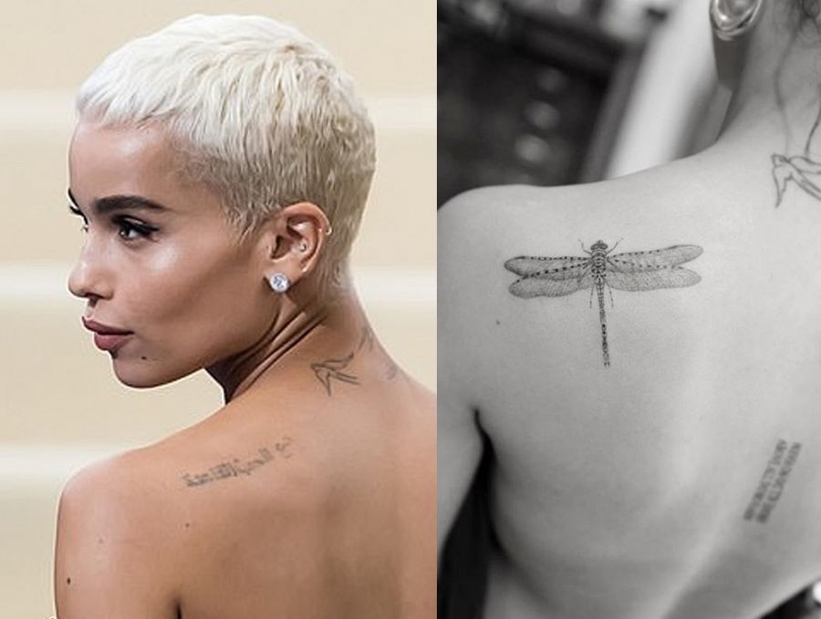 Zoë Kravitz se tatuó una libélula después de borrarse el tatuaje mal escrito en árabe