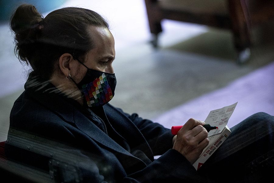 Pablo Iglesias durante un acto de campaña de Unidas Podemos