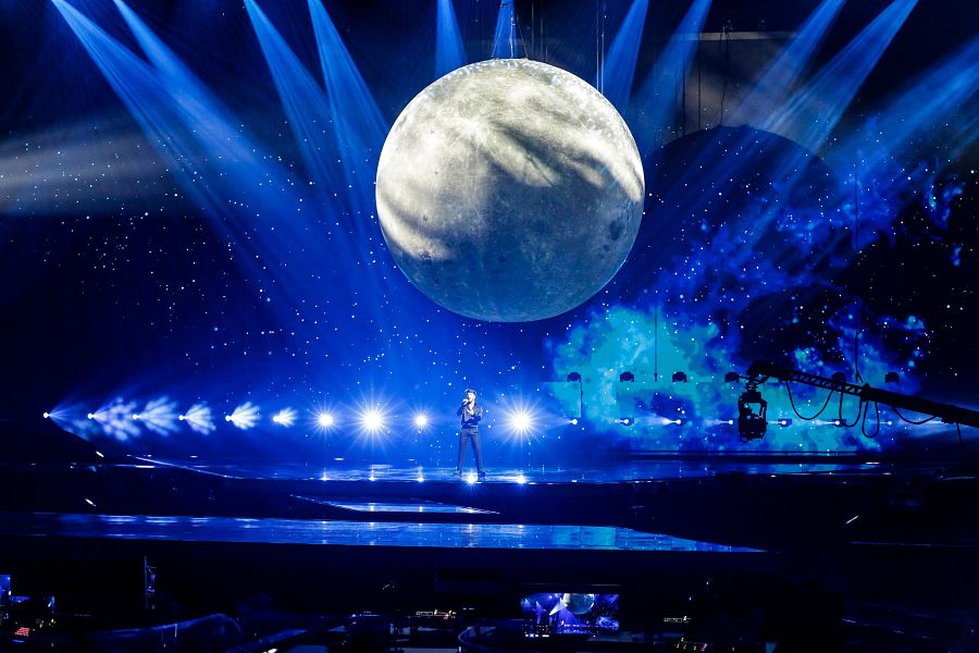 Blas Cantó durante su primer ensayo en Róterdam