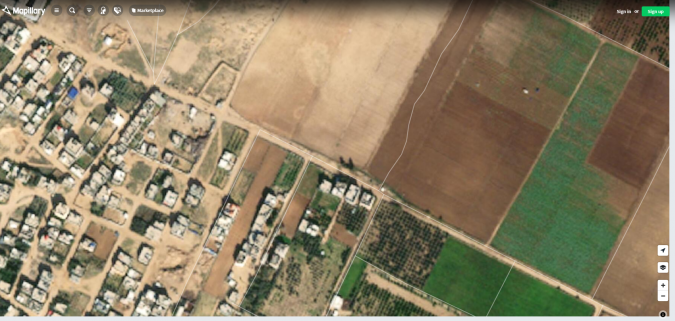  Imagen de la localización con vista satelital en Mapillary