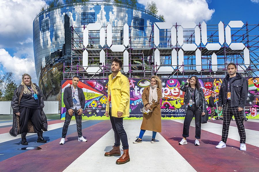 Blas Cantó junto a Alba Gil, Héctor Artiles, Daira Monzón, Irene Alman y Dángelo Ortega