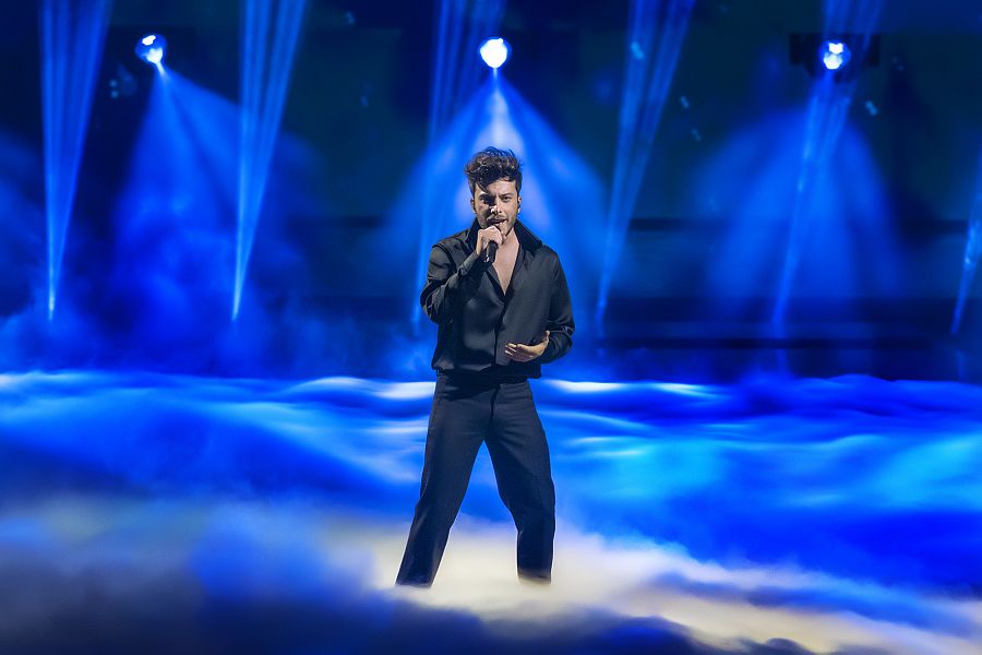 Blas Cantó durante su tercer ensayo de Eurovisión