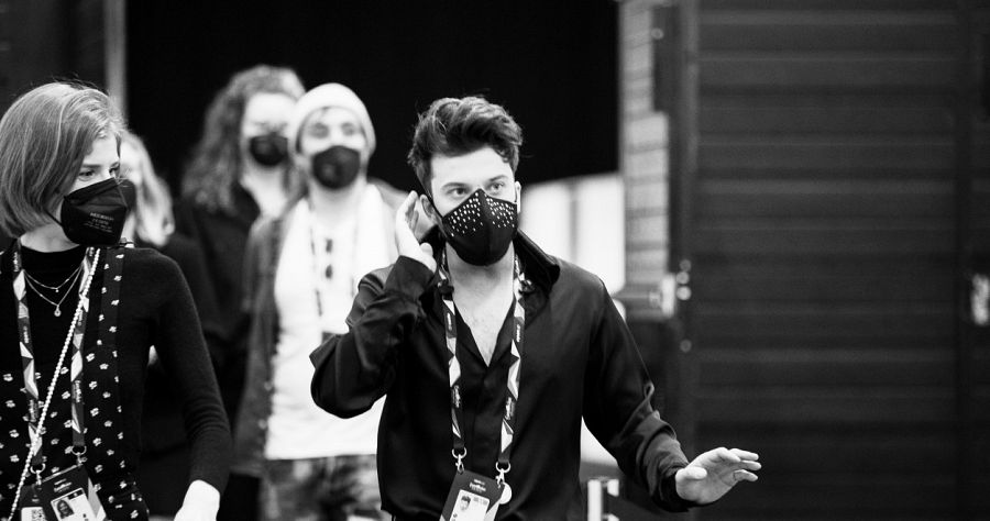 Blas Cantó, en backstage durante el primer ensayo en Eurovisión 2021