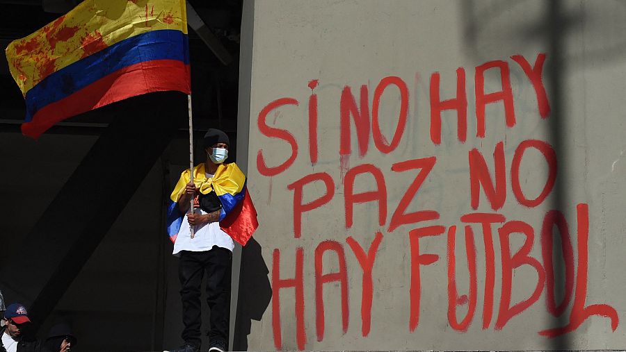 Pintada en contra de la celebración de la Copa América en Colombia