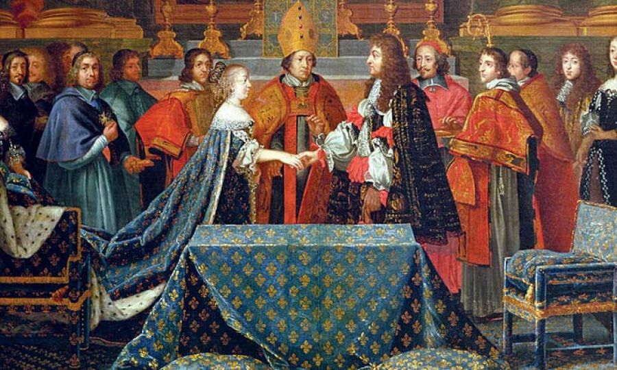 Boda por poderes entre el rey de Francia Luis XIV y María Teresa de Austria, infanta española, padres del Delfín Luis