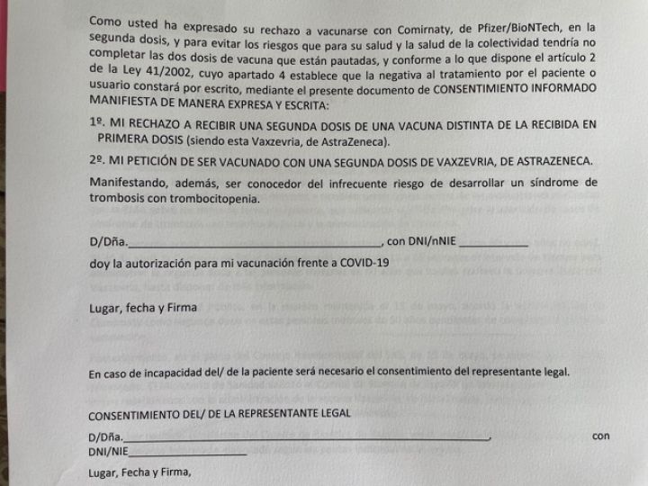 Cómo funciona el consentimiento informado para recibir la segunda dosis de  AstraZeneca