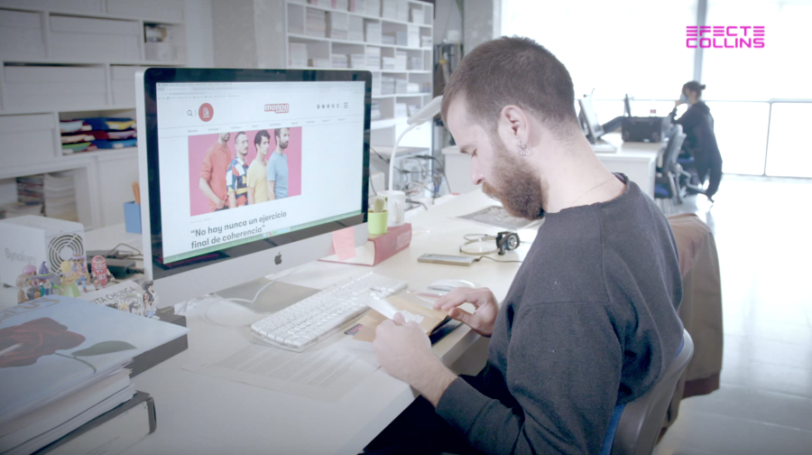 Yeray S. Iborra a la redacció de la revista Enderrock