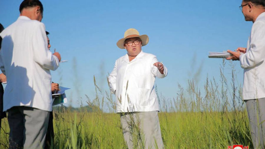 Kim Jong-Un en el campo, una de sus pocas fotos sin traje militar