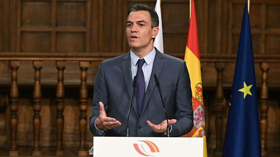 Roda de premsa de Pedro Sánchez en el marc de la XIII cimera hispano-polonesa.