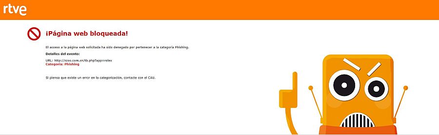 Alerta de phishing enviada por la Unidad de Ciberseguridad de RTVE
