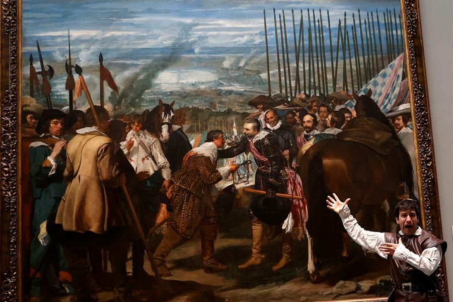 La rendición de Breda. Pintura de Diego Velázquez representando los eventos del 5 de junio de 1625. El general Ambrosio Spinola, en primer plano, recibiendo las llaves de la ciudad.