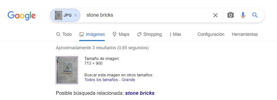 Resultados en la búsqueda de imágenes de Google por defecto