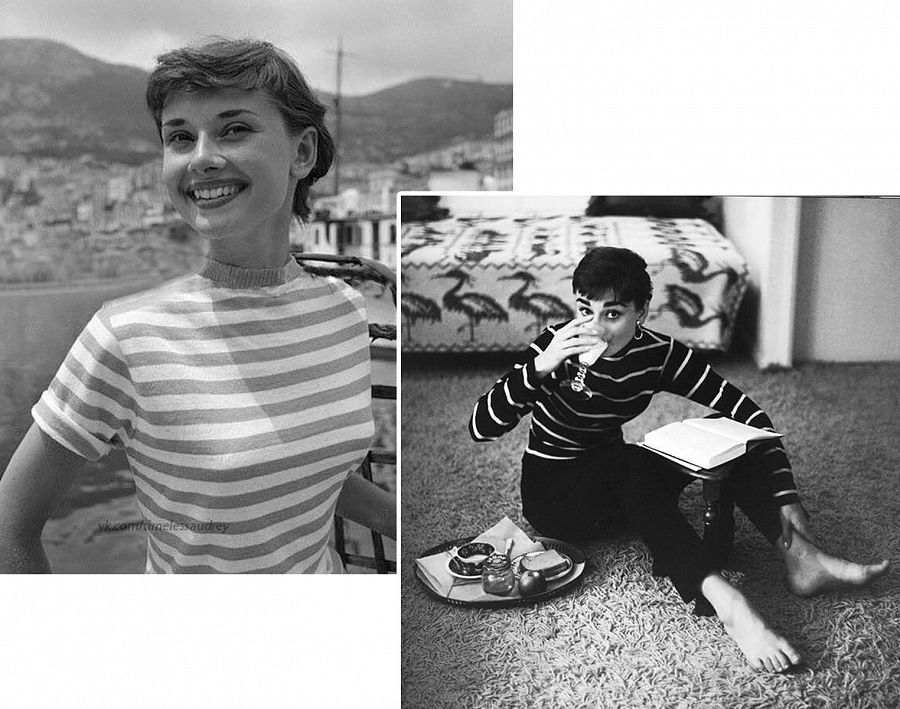 Audrey Hepburn con camiseta marinera