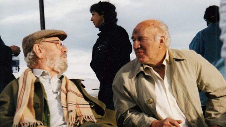 Berlanga con Michel Piccoli en el rodaje de París.Tombuctú