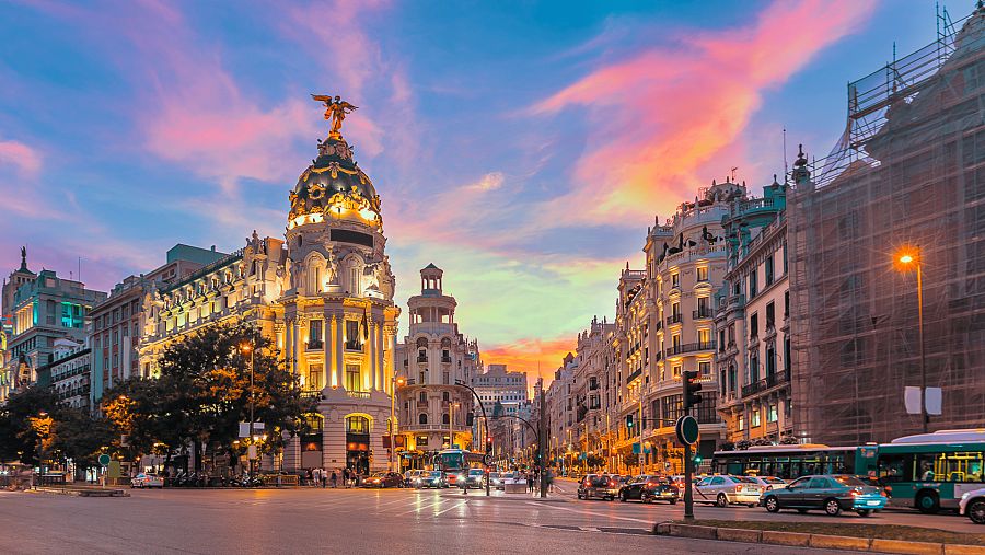 Atardecer en la ciudad de Madrid