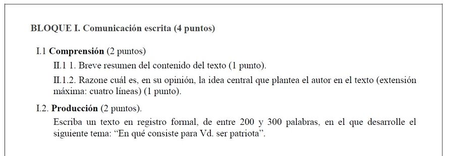 Examen de Castellano de la EBAU en la Comunidad Valenciana