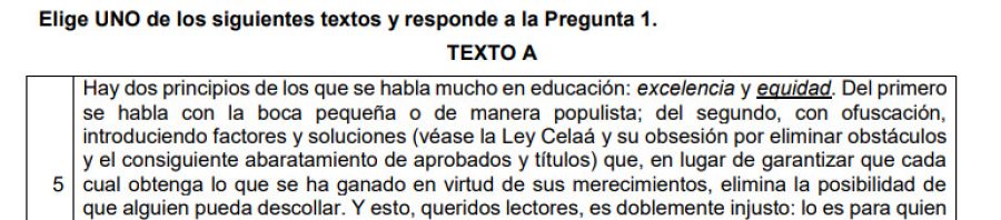 Examen de la EBAU de Lengua en Murcia