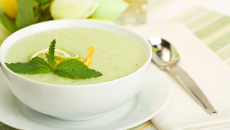 Sopa fría de melón y menta fresca