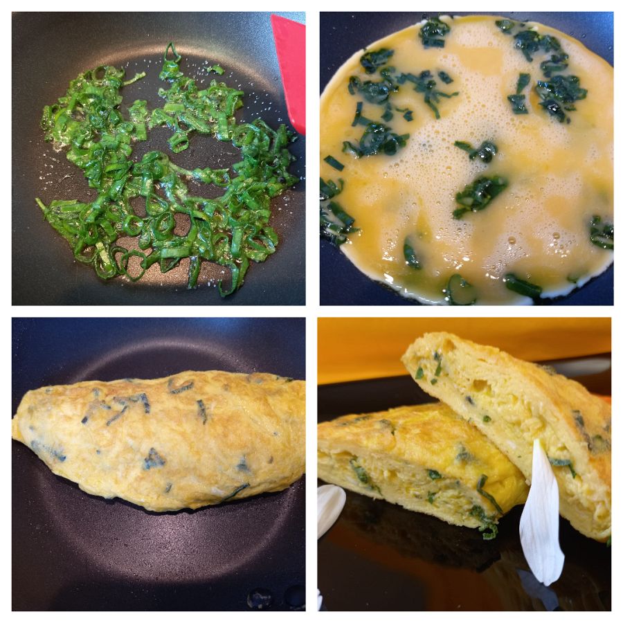 Pasos receta tortilla de hojas verdes, para aprovechar los manojos y no tirar nada