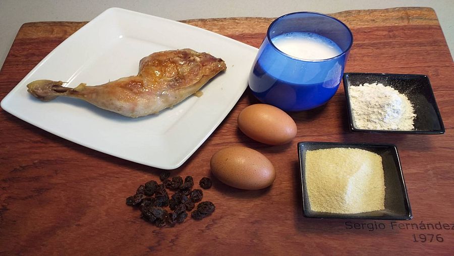 Ingredientes receta de croquetas de pollo asado y pasas
