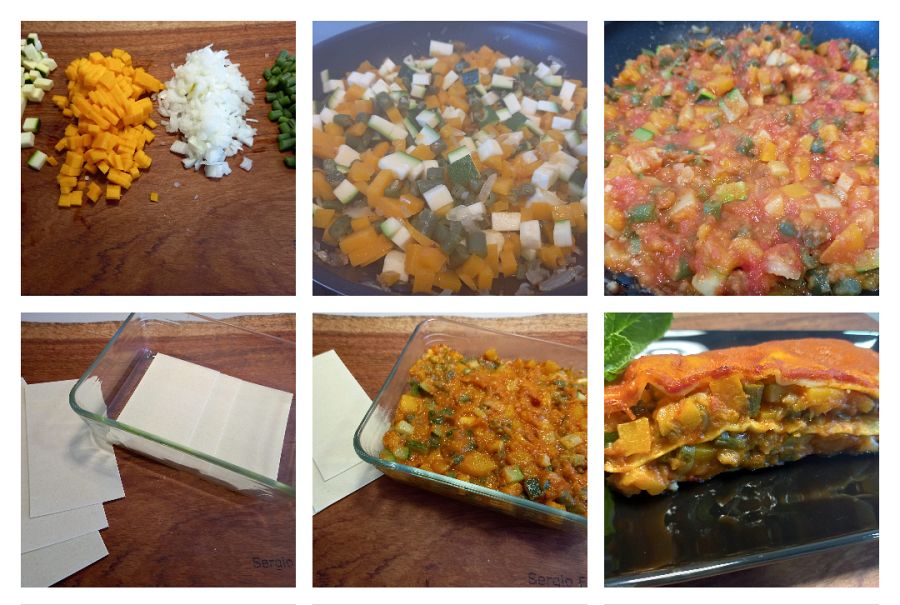 Pasos para hacer la lasaña de verduras con salsa de tomate