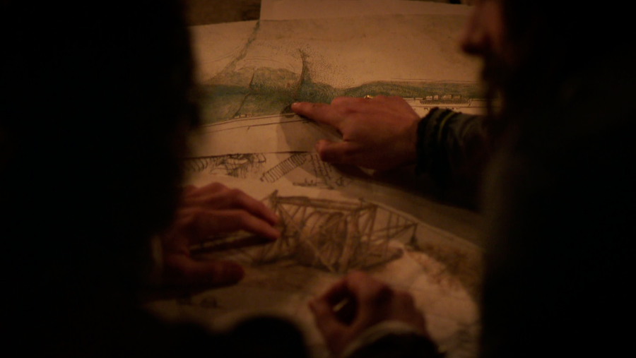 Dibujos para desviar el río en la serie Leonardo