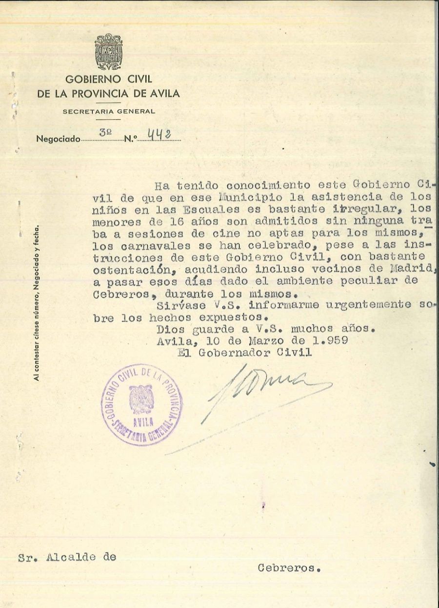 El Gobernador Civil se queja en una carta al alcalde de la 