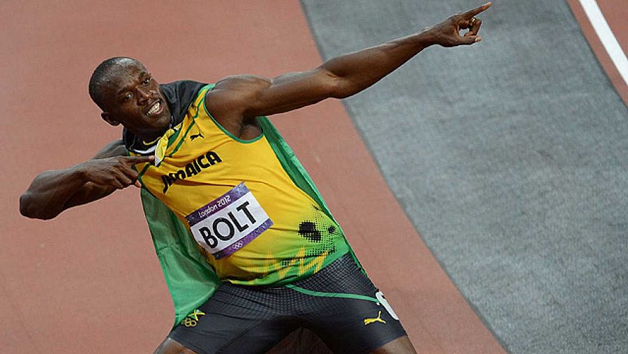 Usain Bolt tras los 100 metros lisos en Londres 2012