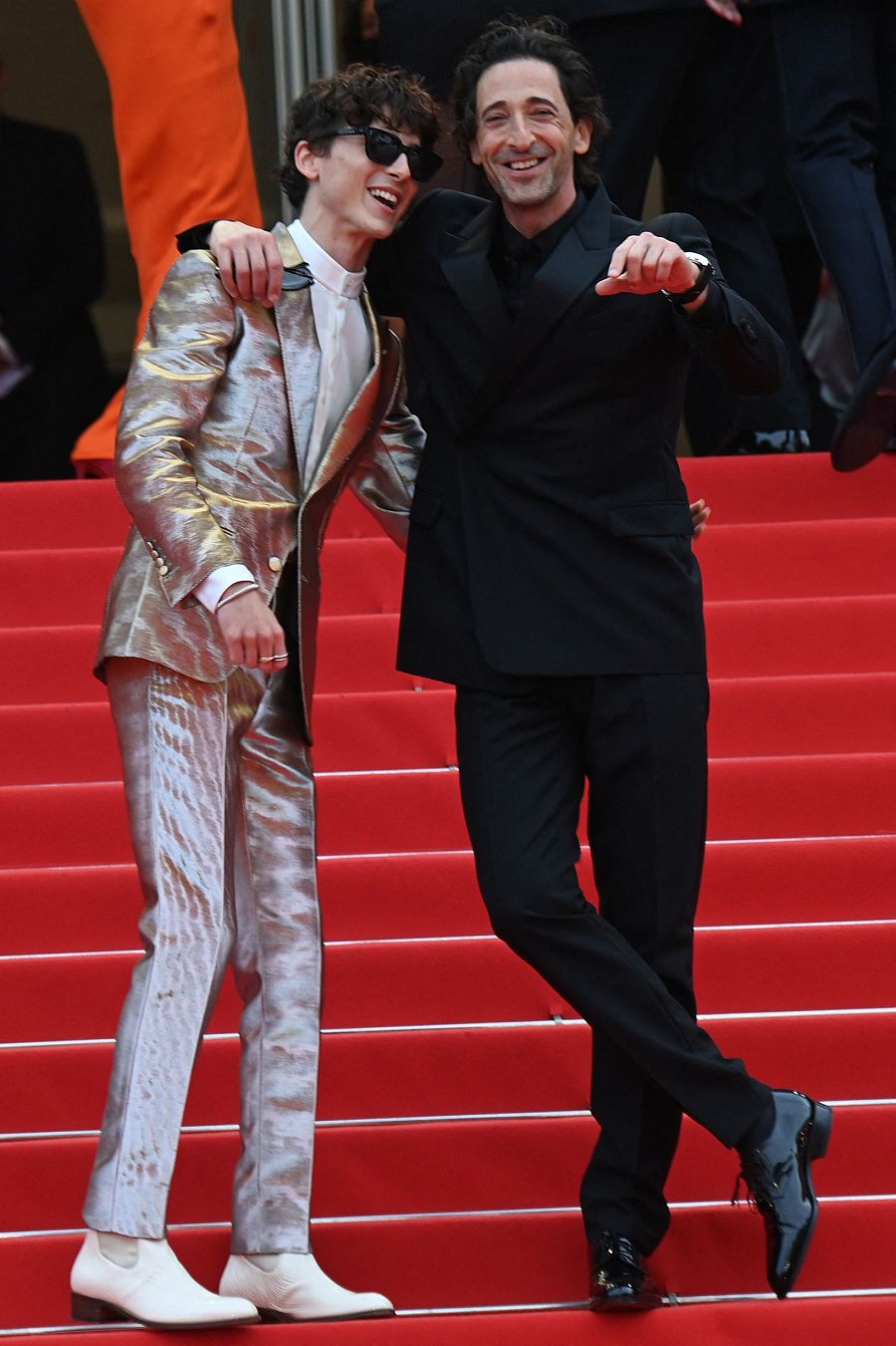 Timothée Chalamet y Adrien Brody en la alfombra roja de Cannes