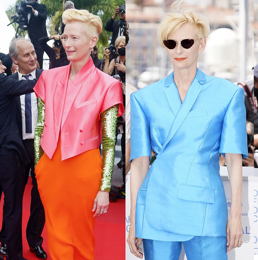 Tilda Swinton en la premiere y en el photocall de 'The French Dispatch' con diseños de Haider Ackerman