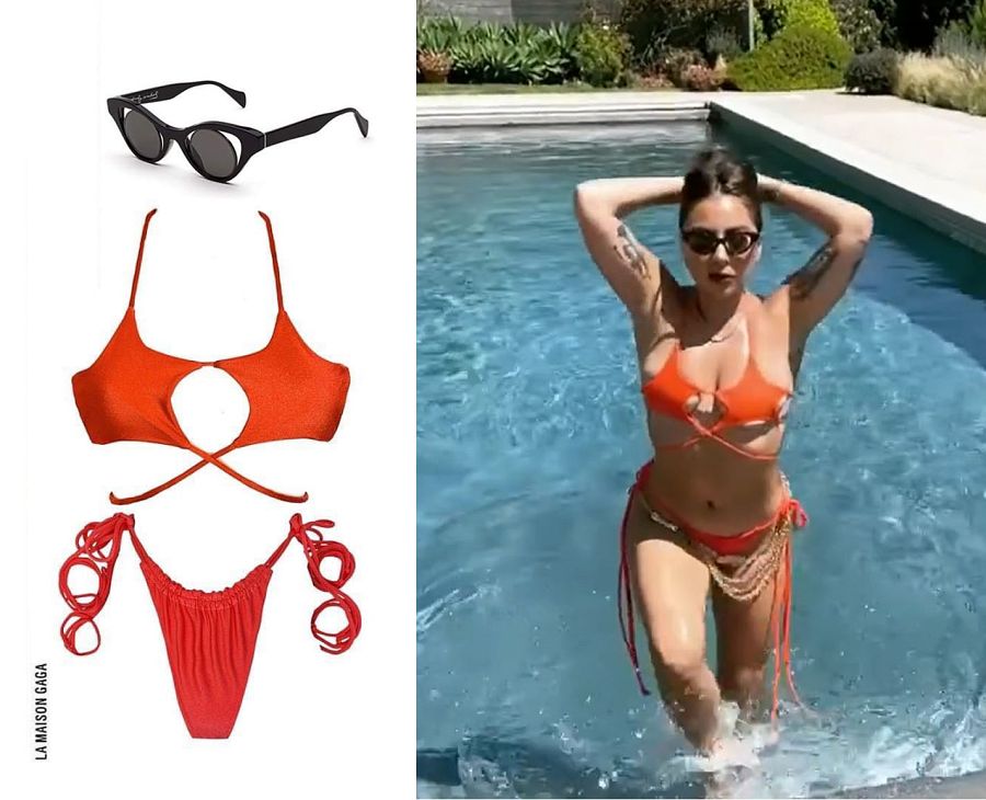 Lady Gaga, con bikini de Lali and Layla Swimwear y gafas de sol de Retrosuperfuture