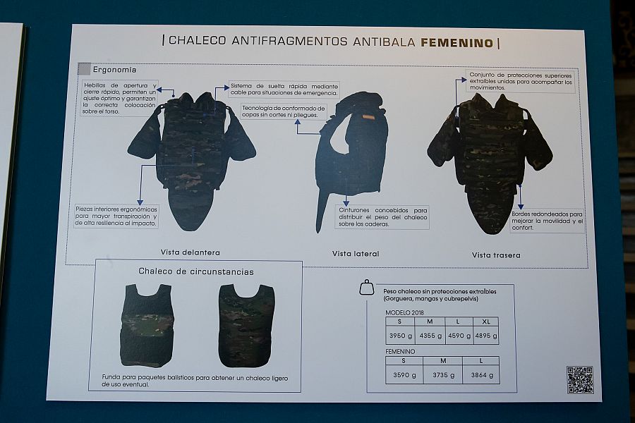 Descripción de las características del nuevo chaleco antifragmentos antibala femenino.