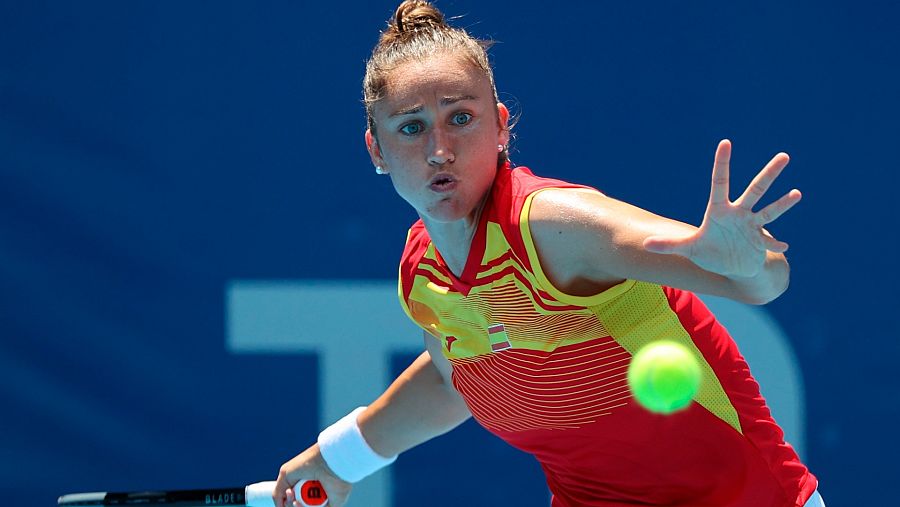 Sara Sorribes durante su encuentro de 1/16 de final