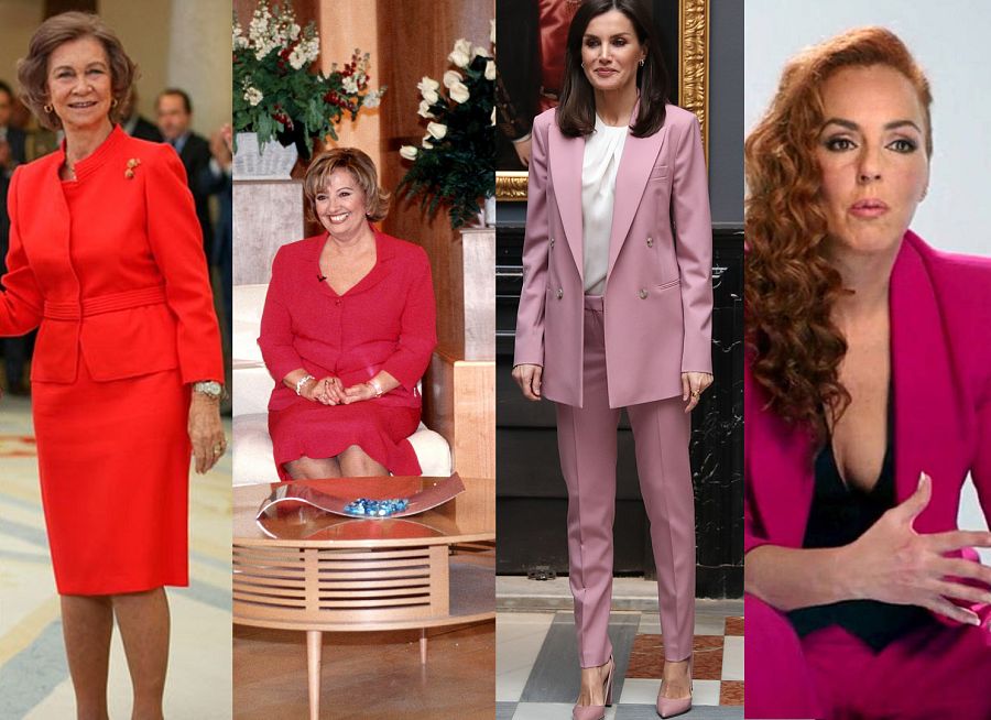 La reina Sofía y María Teresa Campos convirtieron en seña el traje de chaqueta y falda; doña Letizia y Rocío Carrasco, el traje de chaqueta y pantalón.