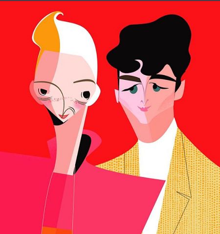 Timothée Chalamet y Tilda Swinton en el Festival de Cannes. Ilustración de Jorge Arévalo.