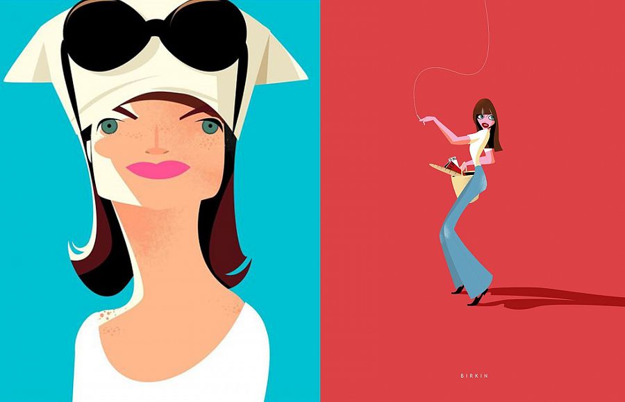 Ilustraciones de Jorge Arévalo: Jackie Kennedy / Jane Birkin (serie ICONS)