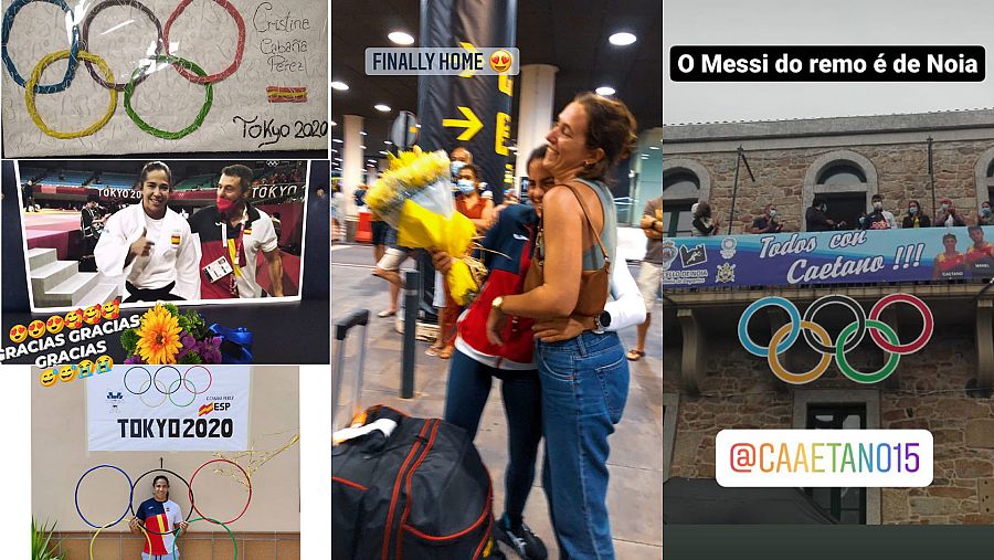 Anna Godoy, Cristina Cabaña y Caeetano Horta en su regreso a España