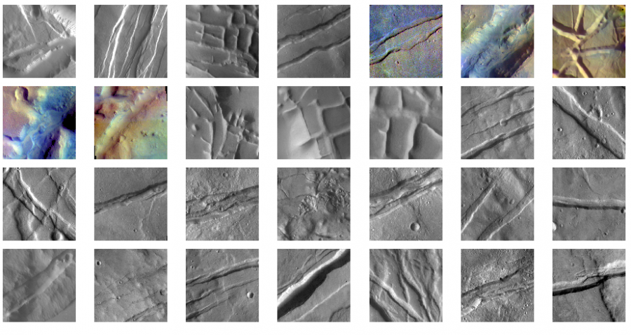Diferentes imágenes de la superfice marciana captadas por las sondas de la misión Mars Odyssey  de la NASA.