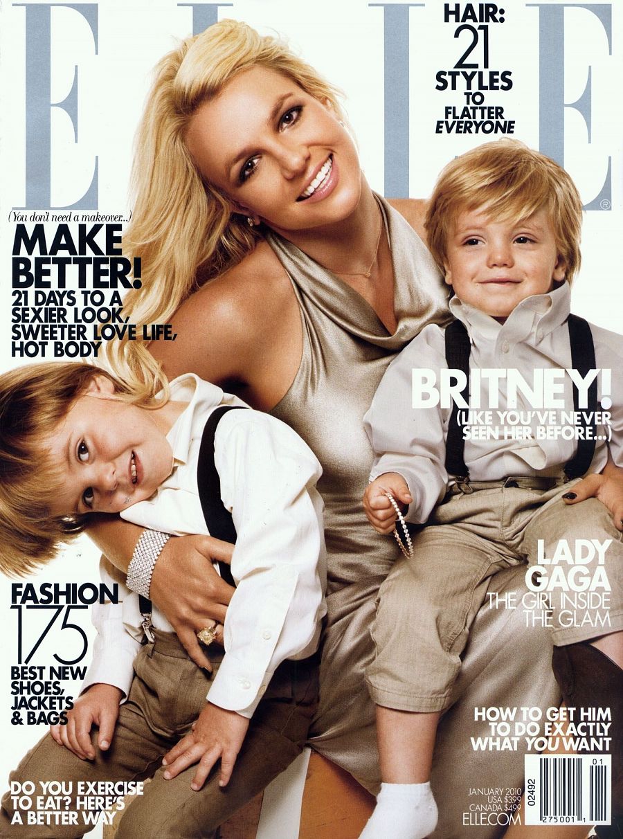 Britney Spears posó para 'Elle' junto a Sean Preston y Jayden