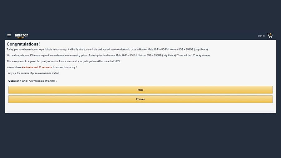 Mensaje que aparece cuando haces clic en el enlace