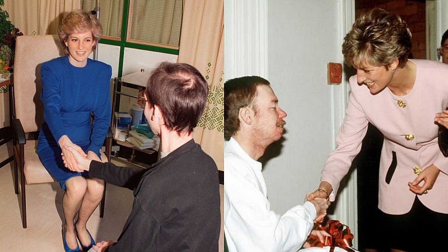 La princesa Diana junto a enfermos de VIH