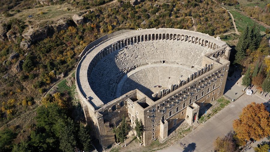 Teatro de Aspendos visto desde el cielo