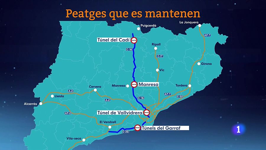 Catalunya manté quatre vies d'alta velocitat de pagament i 7 peatges a l'ombra