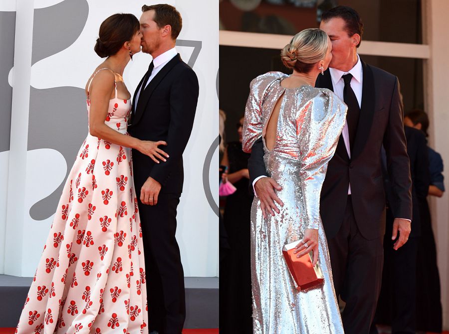 Benedict Cumberbatch y Molly Sims comparten un beso con sus parejas