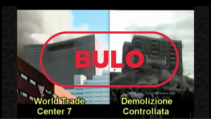 Comparativa de imágenes para afirmar que el hundimiento del WTC7 fue una demolición controlada