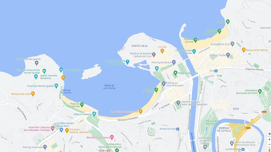 Mapa de San Sebastián desde Google Maps